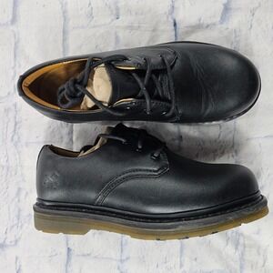 Mozo Leather Oxford Shoes Mens 5 Womens 6.5 Black Lace Up Lug Sole Derby